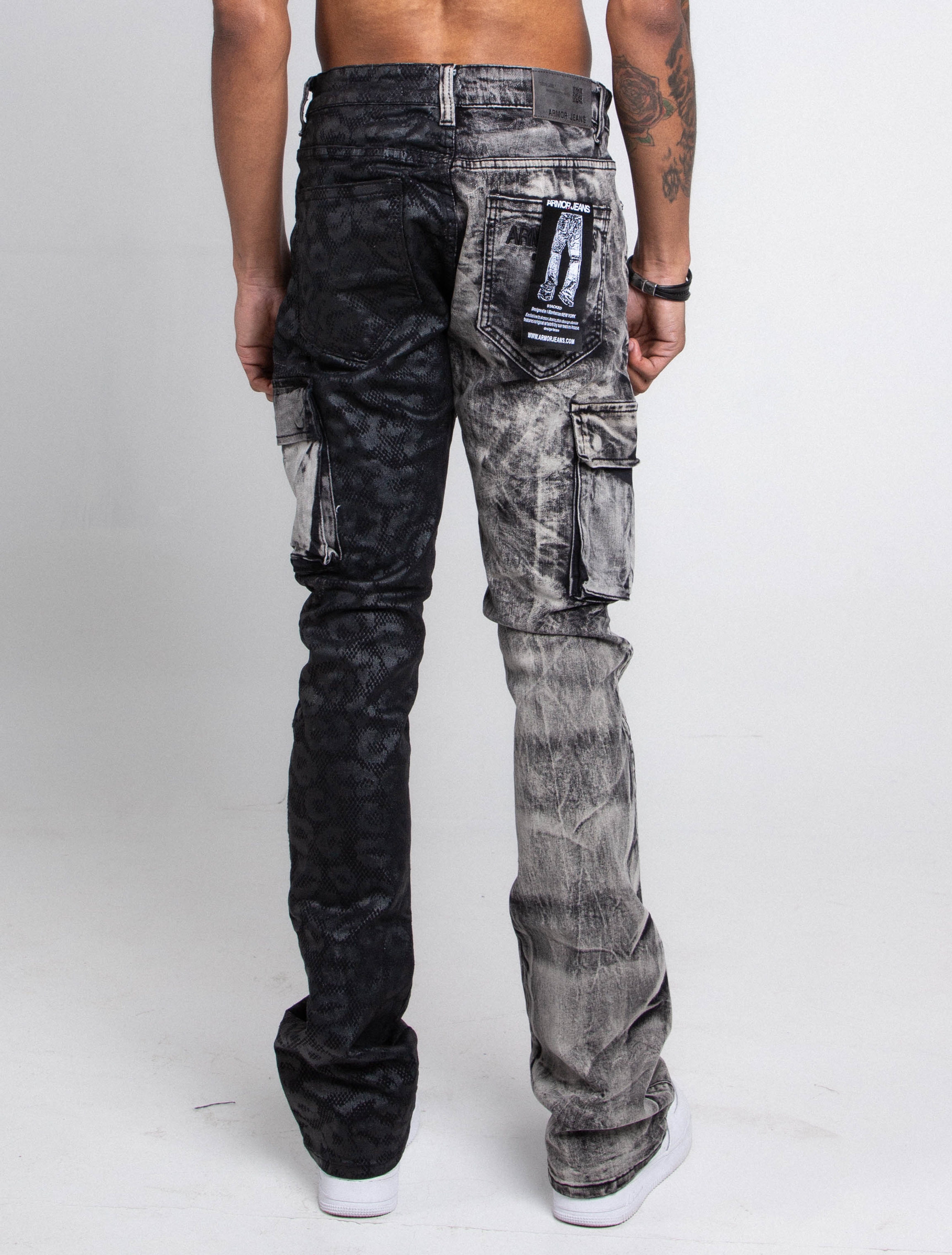 AJ33SK-2 BLACK LACE STACKED JEANS
