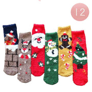 12Pairs Rudolph Santa Claus Snowman Christmas Tree Socks