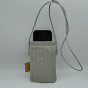 Woven Texture Vertical Phone Pouch Crossbody Bag with Cord Strap