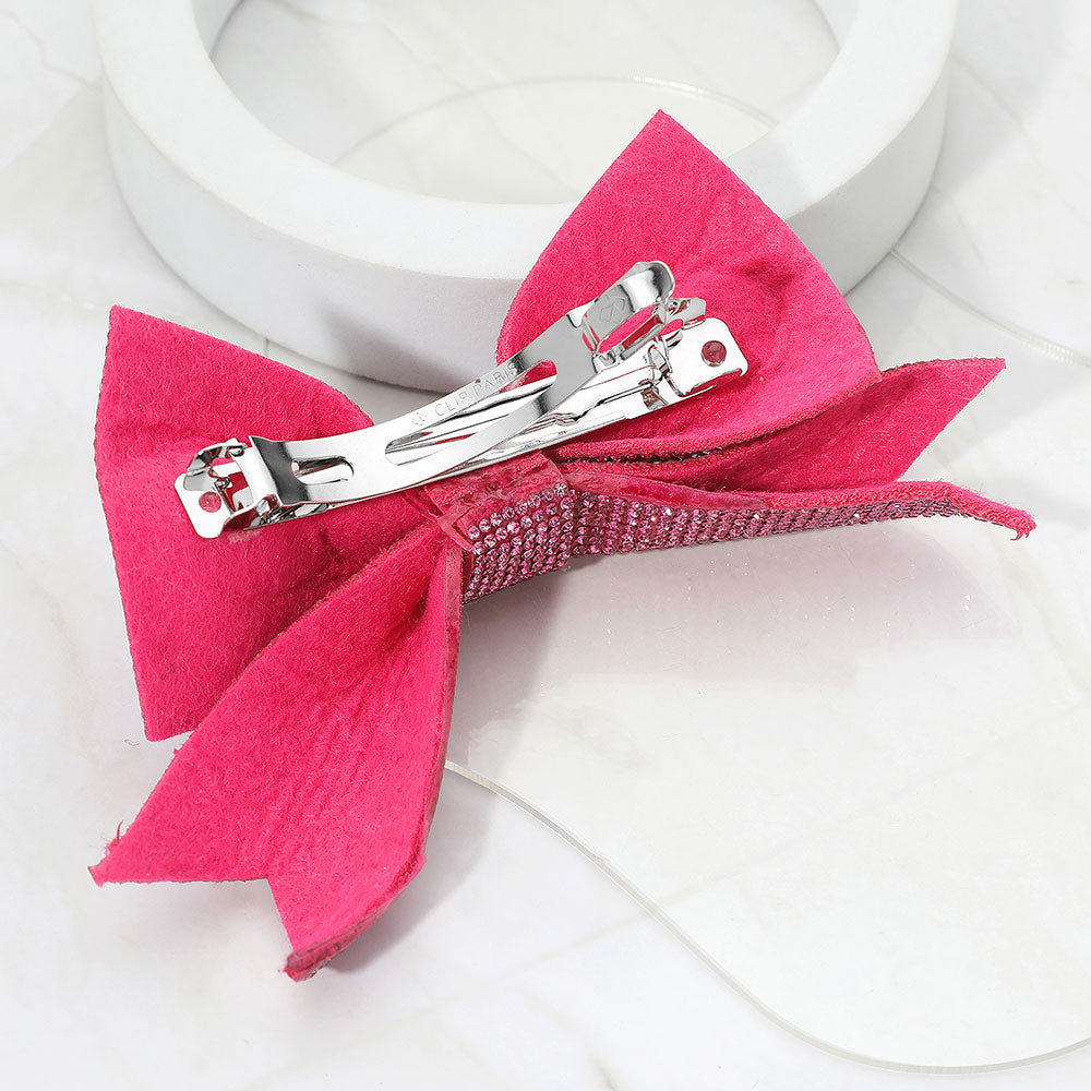 Sparkly Bling Stone Bow Hair Barrette