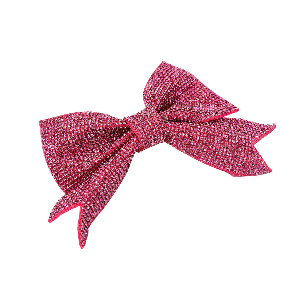 Sparkly Bling Stone Bow Hair Barrette
