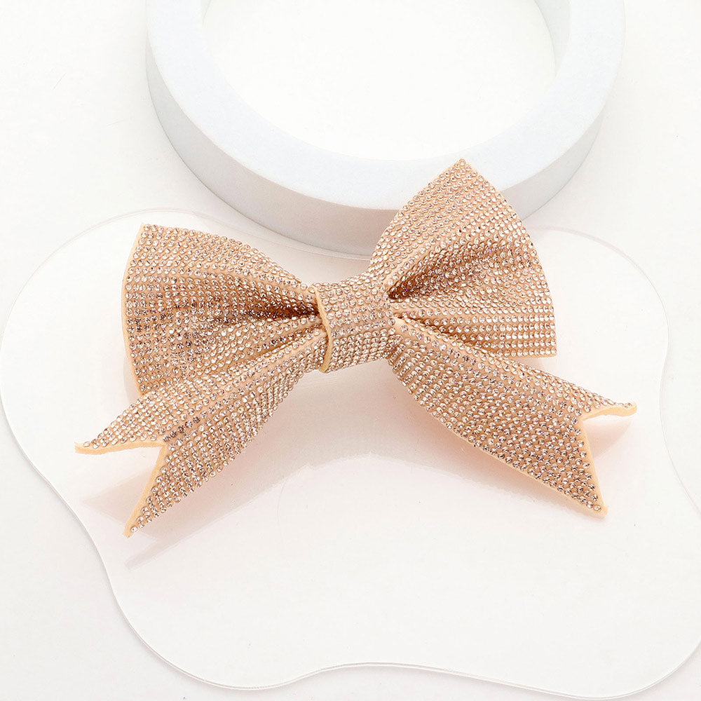 Sparkly Bling Stone Bow Hair Barrette