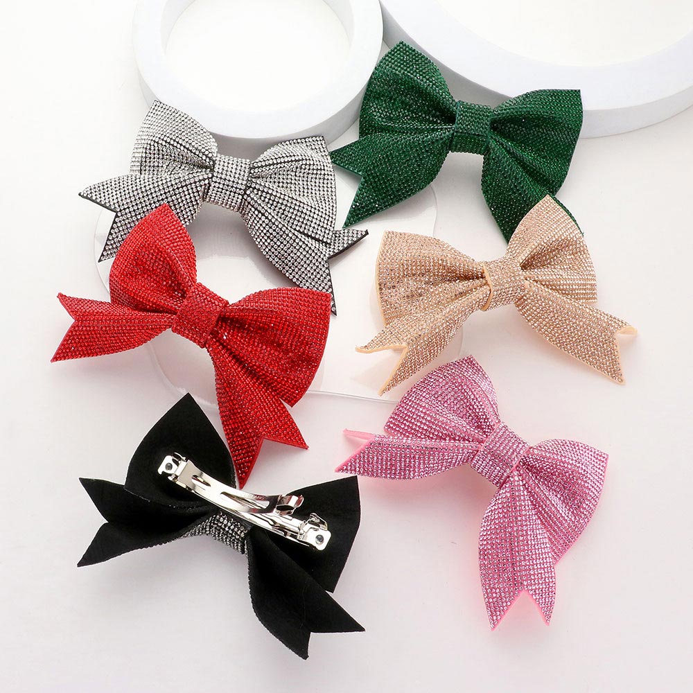 Sparkly Bling Stone Bow Hair Barrette