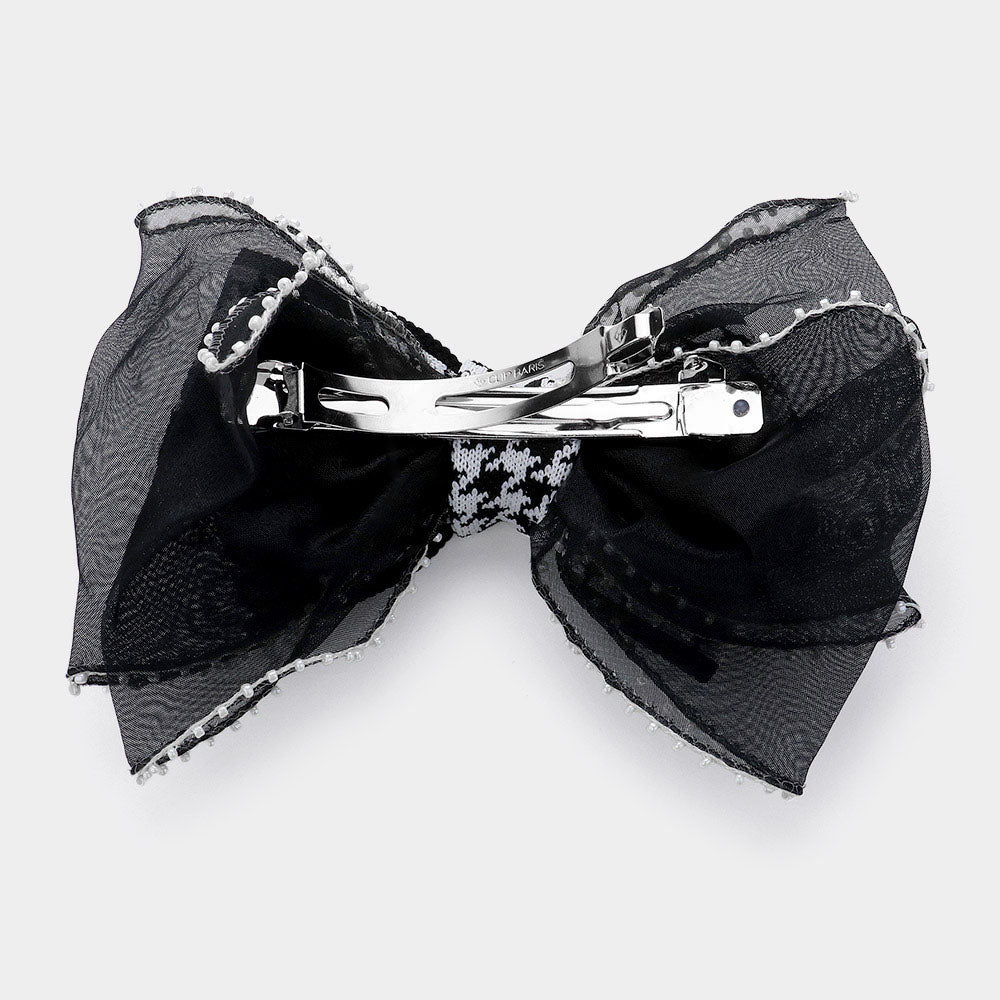 Pearl Pointed Houndstooth Bow Barrette