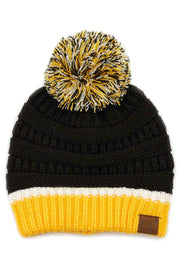 C.C Teal Color Ribbed Beanie With Pom