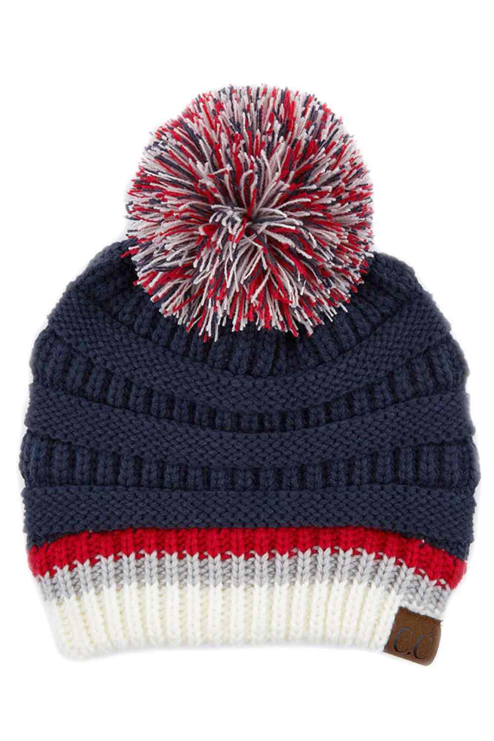 C.C Teal Color Ribbed Beanie With Pom