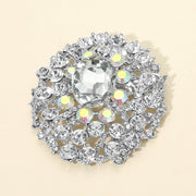 Oval Center Stone Accent Rhinestone Embellished Statement Pin Brooch