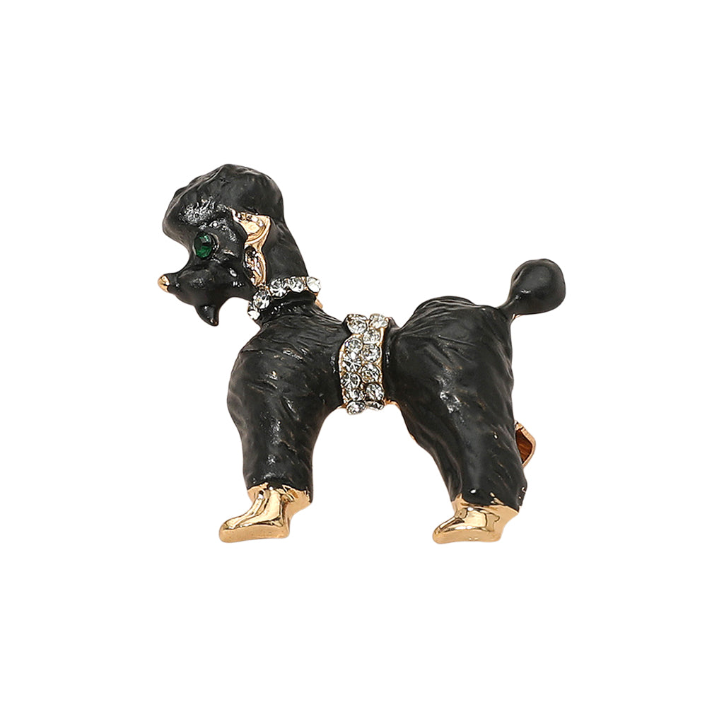 Gold Dipped Enamel Poodle Dog Pin Brooch