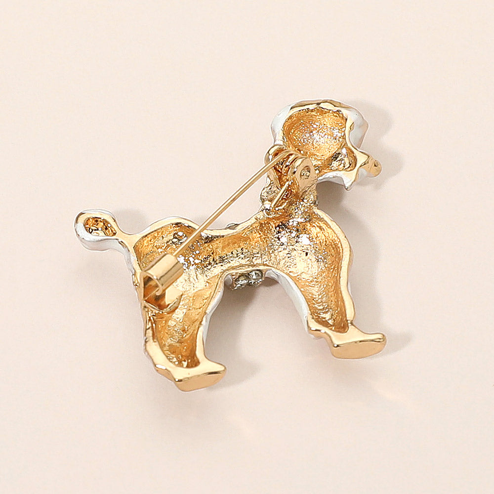 Gold Dipped Enamel Poodle Dog Pin Brooch