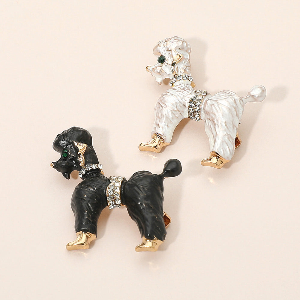 Gold Dipped Enamel Poodle Dog Pin Brooch