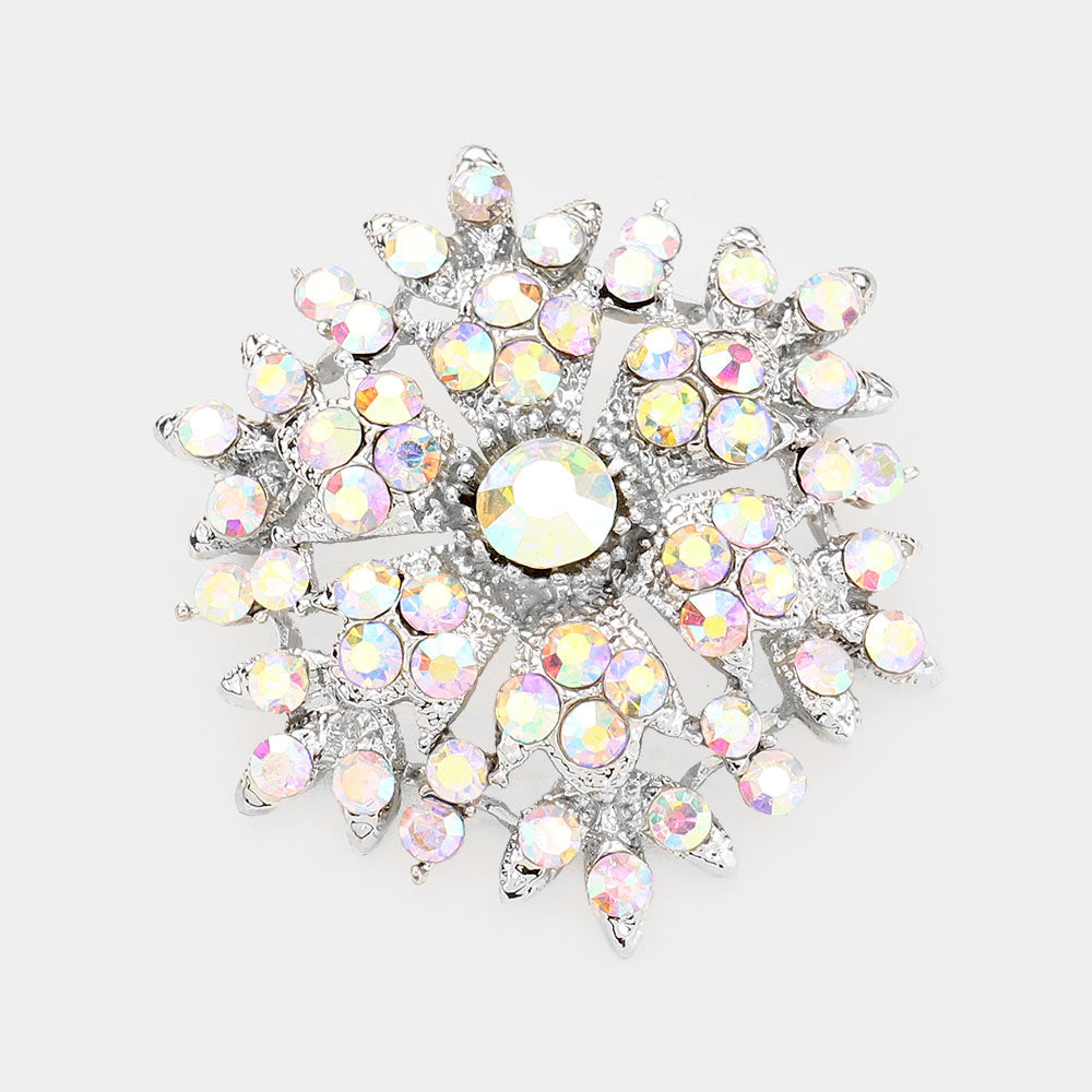 Bubble Stone Cluster Snowflake Pin Brooch