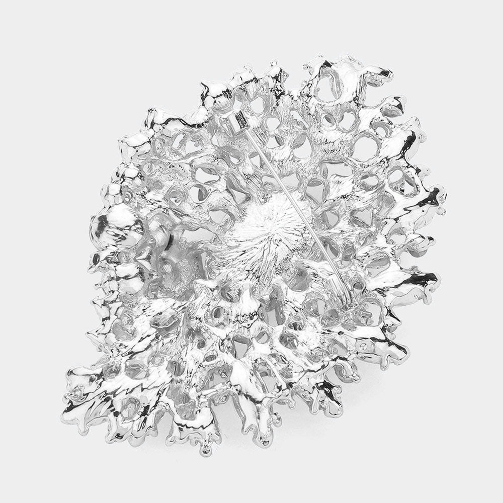 Oval Glass Stone Accented Marquise Stone Cluster Pin Brooch