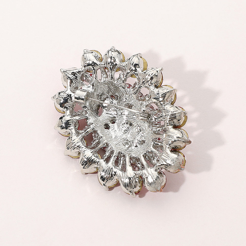 Glass crystal cluster oval brooch