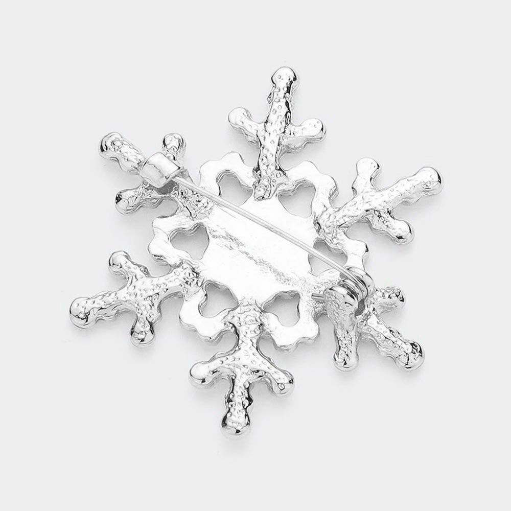 Rhinestone snowflake brooch