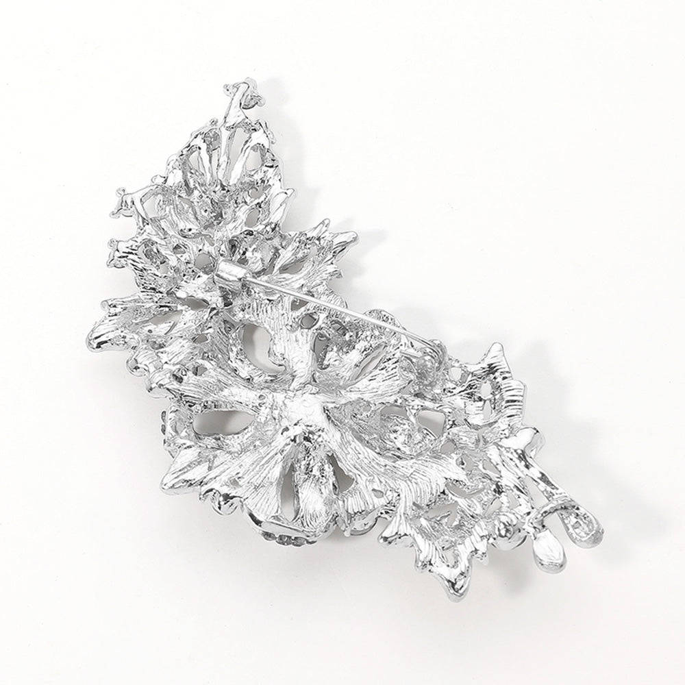 Crystal Stone Paved Flower Pin Brooch