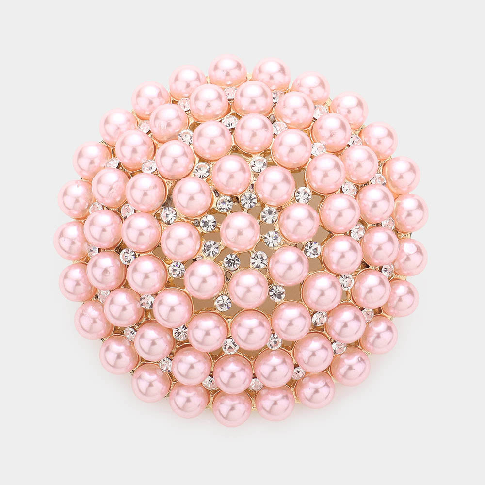 Pearl Cluster Round Pin Brooch
