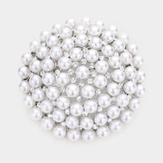 Pearl Cluster Round Pin Brooch