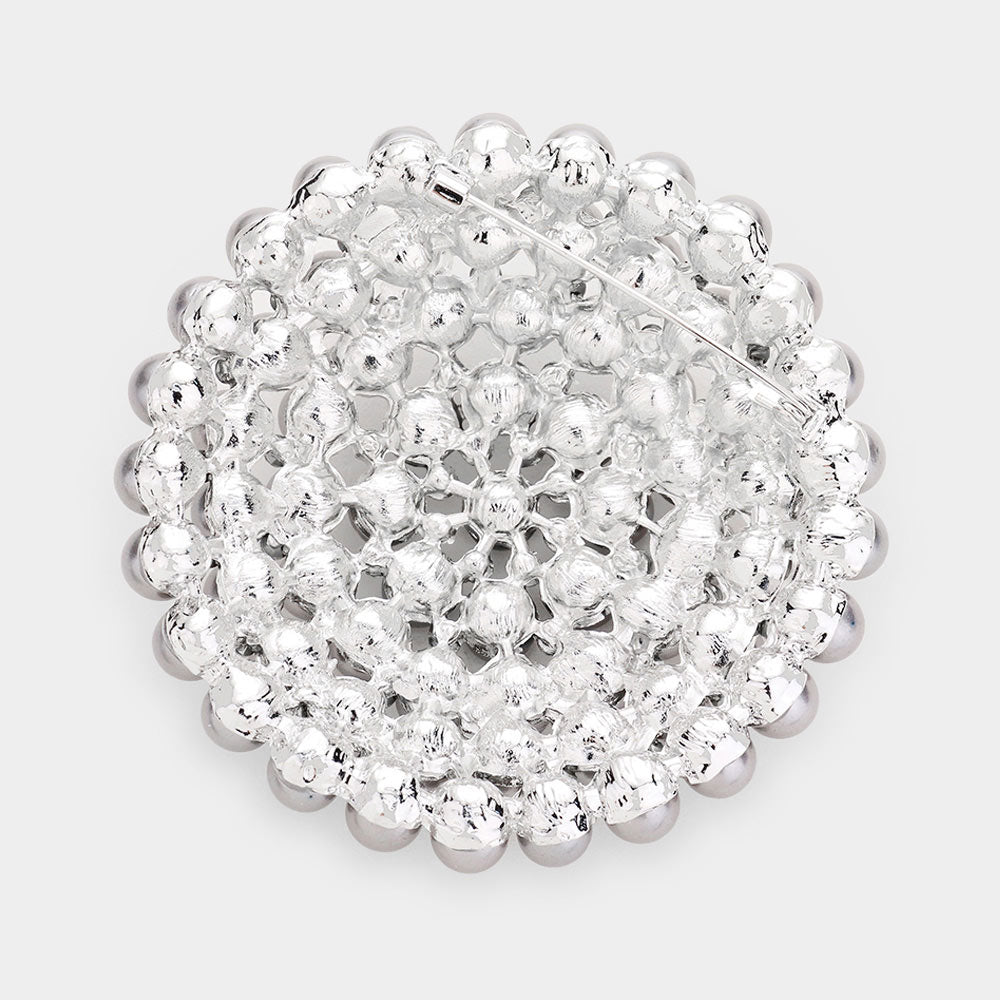 Pearl Cluster Round Pin Brooch