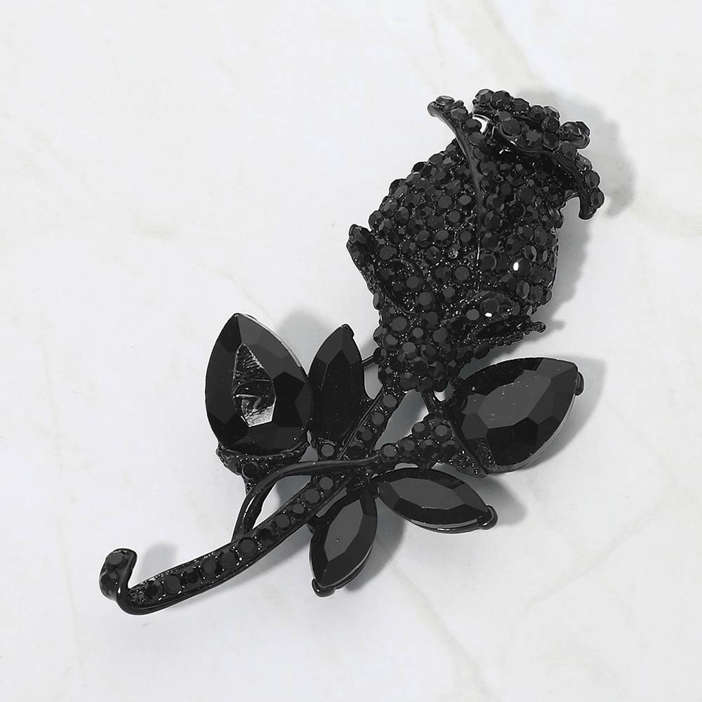 Multi Stone Embellished Metal Tulip Flower Pin Brooch