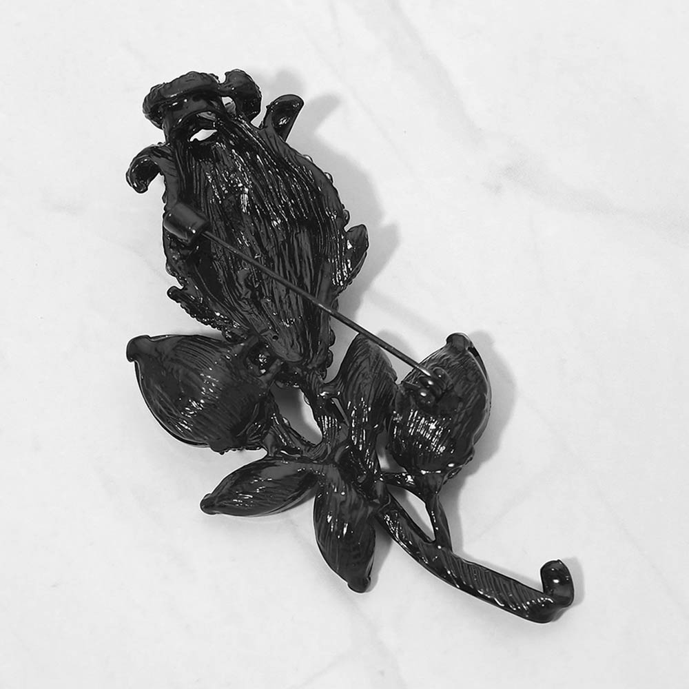 Multi Stone Embellished Metal Tulip Flower Pin Brooch