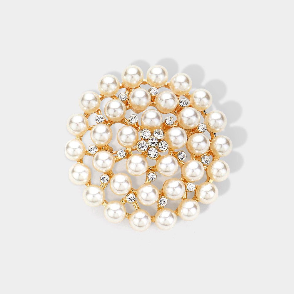 Rhinestone Pointed Pearl Pin Brooch / Pendant