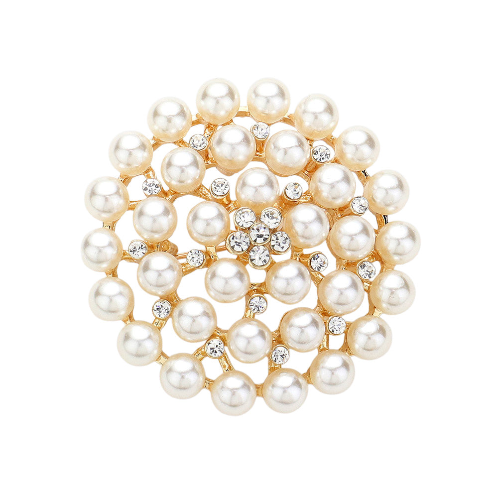 Rhinestone Pointed Pearl Pin Brooch / Pendant