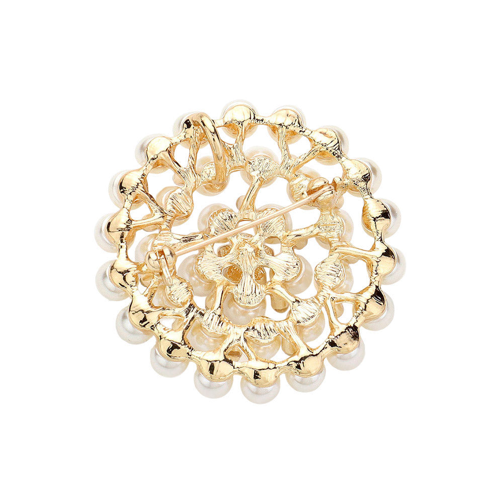 Rhinestone Pointed Pearl Pin Brooch / Pendant