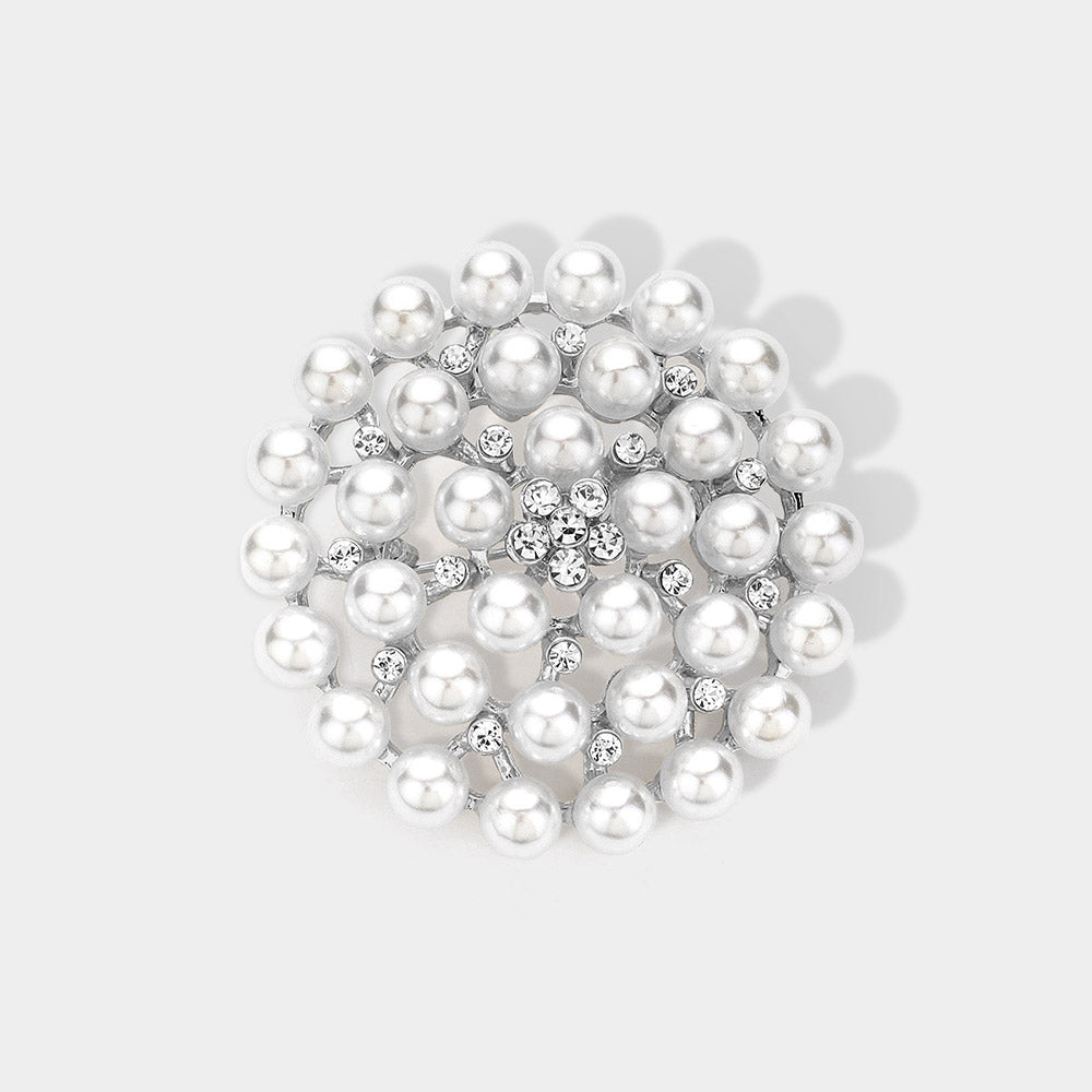 Rhinestone Pointed Pearl Pin Brooch / Pendant