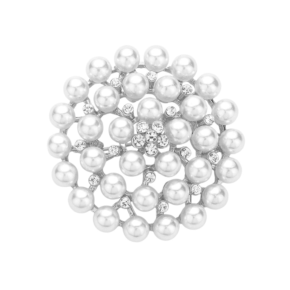 Rhinestone Pointed Pearl Pin Brooch / Pendant