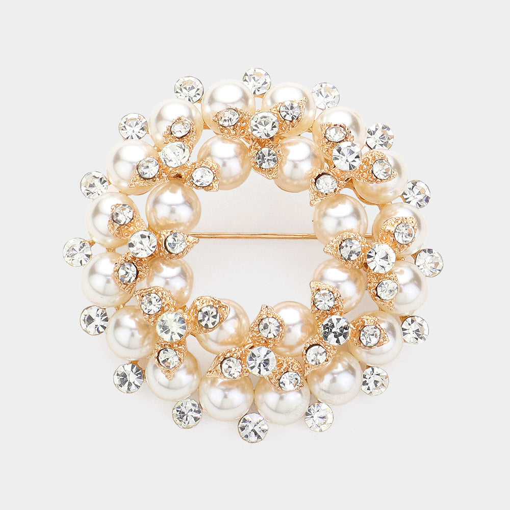 Peal Embellished Pin Brooch