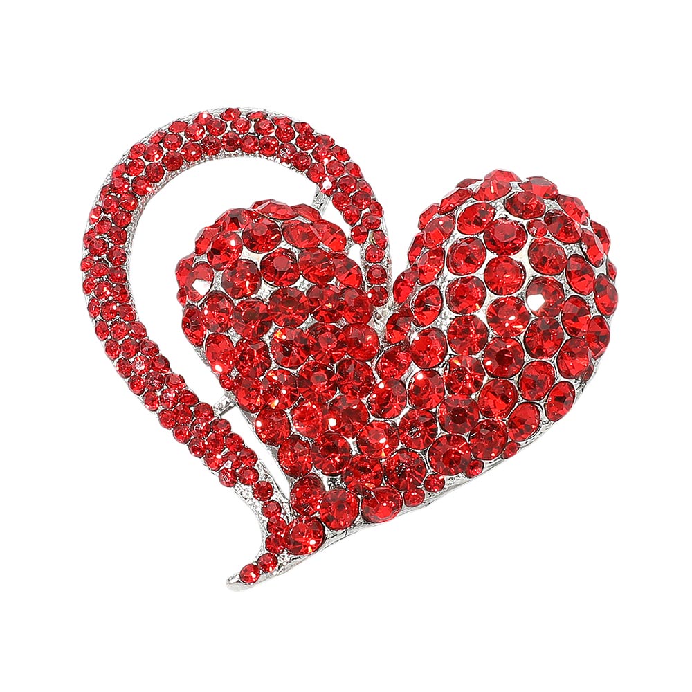 Stone Paved Heart Pin Brooch