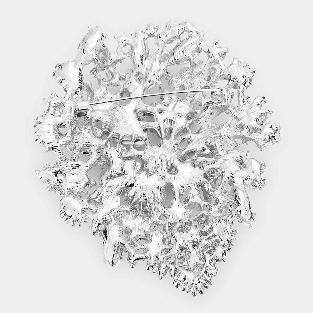Floral Crystal Rhinestone Pin Brooch