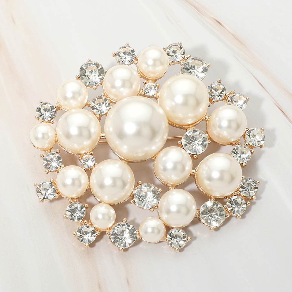 Pearl Cluster Pin Brooch
