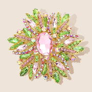 Glass Crystal Flower Brooch Pendant