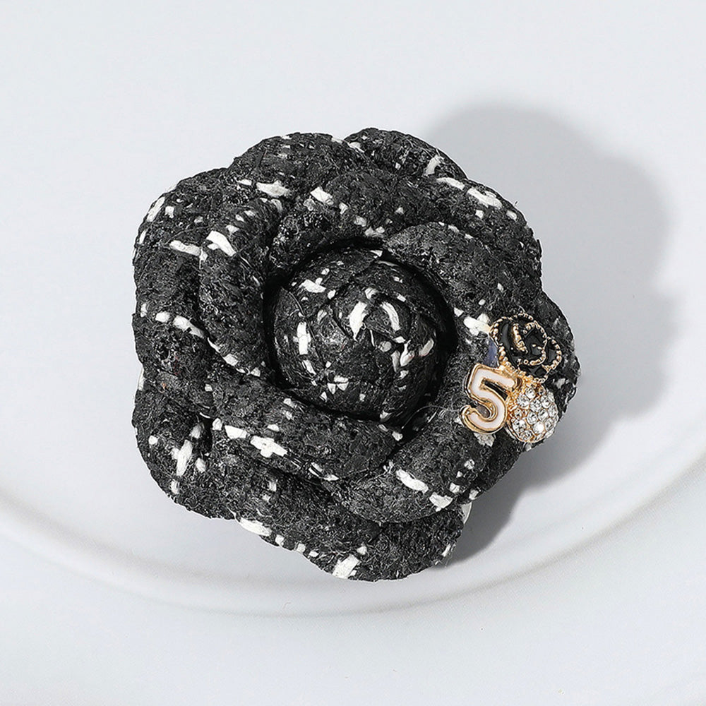 Enamel Flower Number Five Pointed Tweed Flower Pin Brooch Hair Clip
