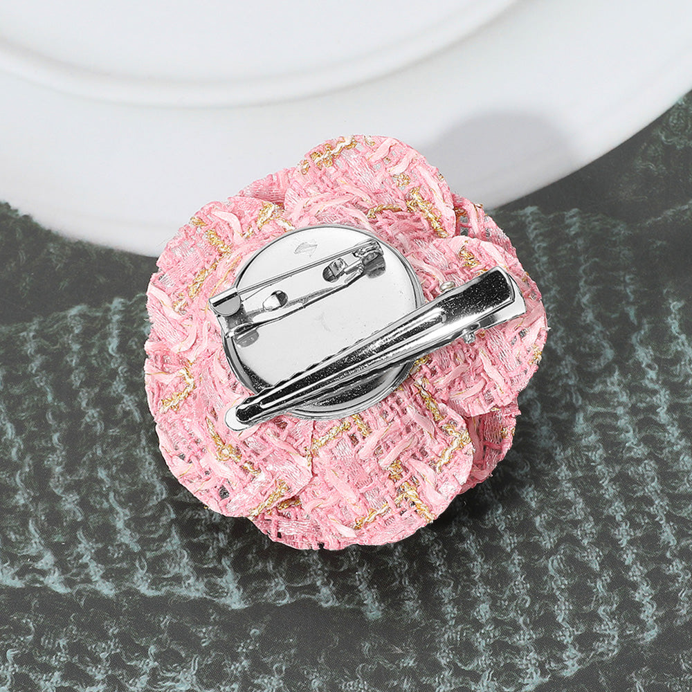 Enamel Flower Number Five Pointed Tweed Flower Pin Brooch Hair Clip