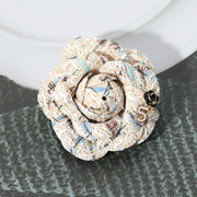 Enamel Flower Number Five Pointed Tweed Flower Pin Brooch Hair Clip