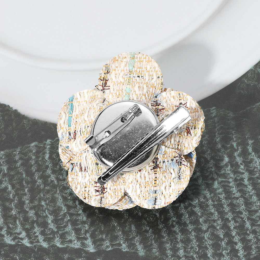Enamel Flower Number Five Pointed Tweed Flower Pin Brooch Hair Clip