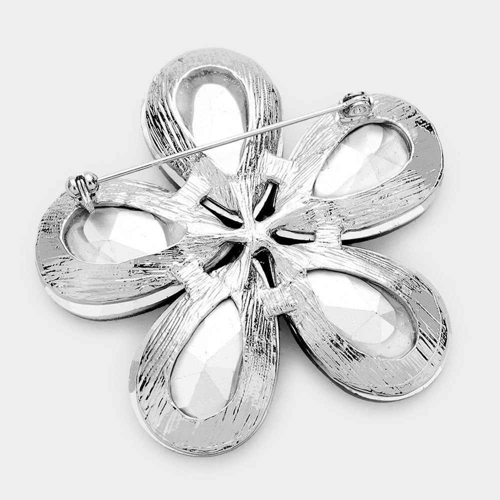 Crystal Rhinestone Flower Brooch