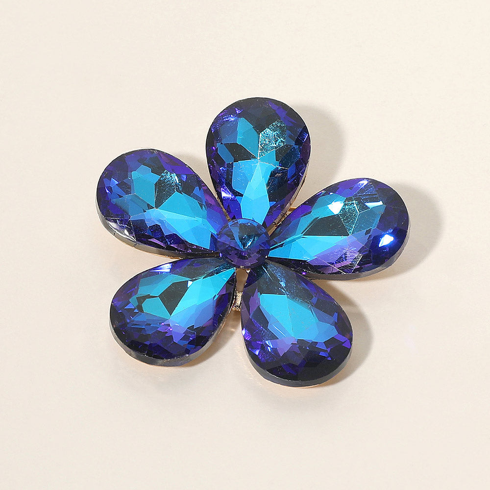 Crystal Rhinestone Flower Brooch