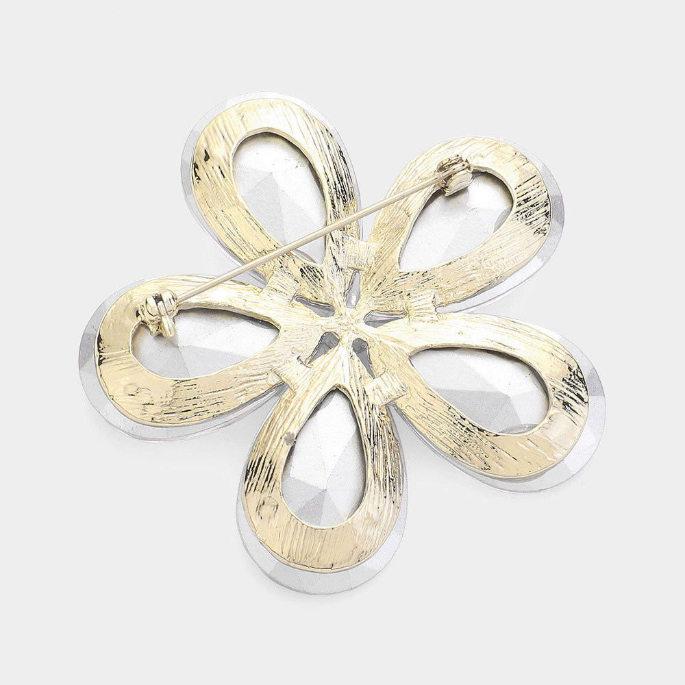 Crystal Rhinestone Flower Brooch