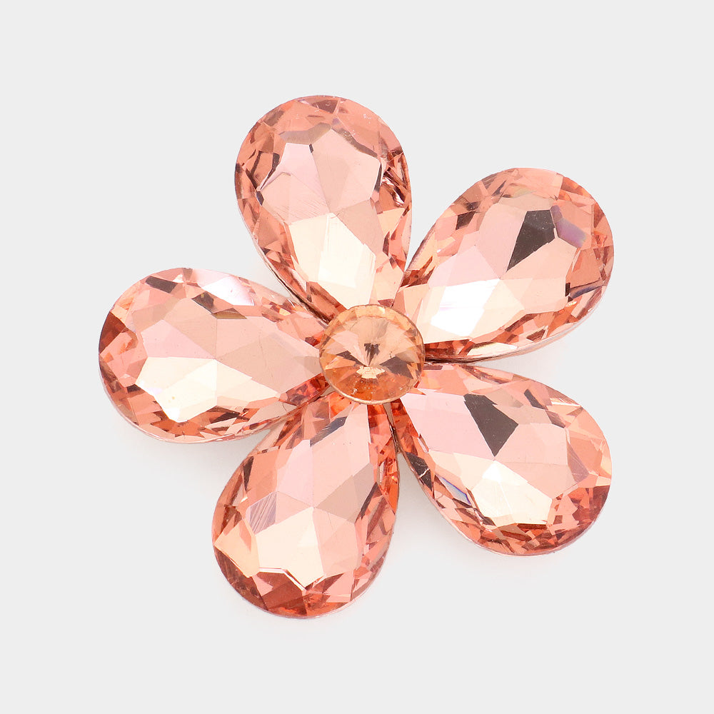 Crystal Rhinestone Flower Brooch