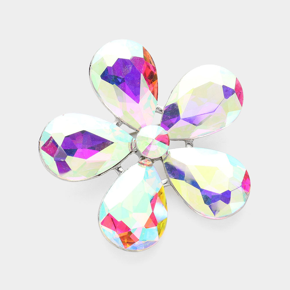 Crystal Rhinestone Flower Brooch