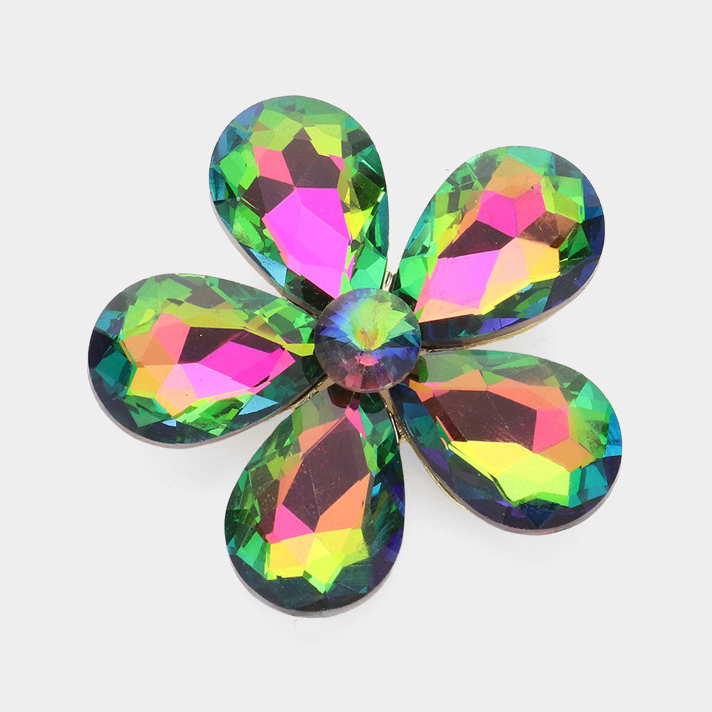 Crystal Rhinestone Flower Brooch