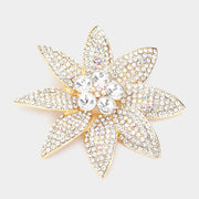 Stone Embellished Flower Pin Brooch