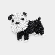 Rhinestone Bulldog Pin Brooch