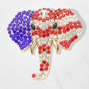 Women's American USA Rhinestone Pave Elephant Pin Brooch 4th of July