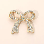 Stone Paved Bow Pin Brooch