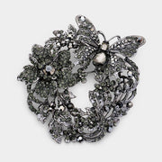 Rhinestone Butterfly Flower Leaf Pin Brooch  / Pendant
