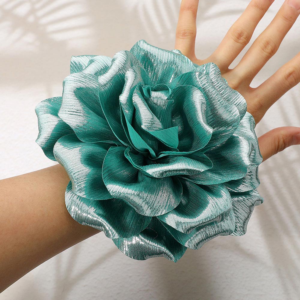 Metallic Fabric Flower Pin Brooch Hair Clip Hair Band Bracelet
